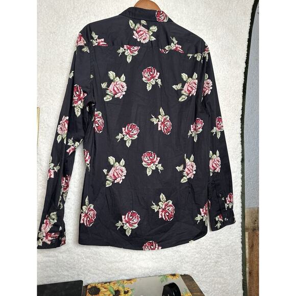 ASOS Button Up Long Sleeve Top Womens Sz XL Dark Cottagecore Lagenlook Artsy - Picture 3 of 9